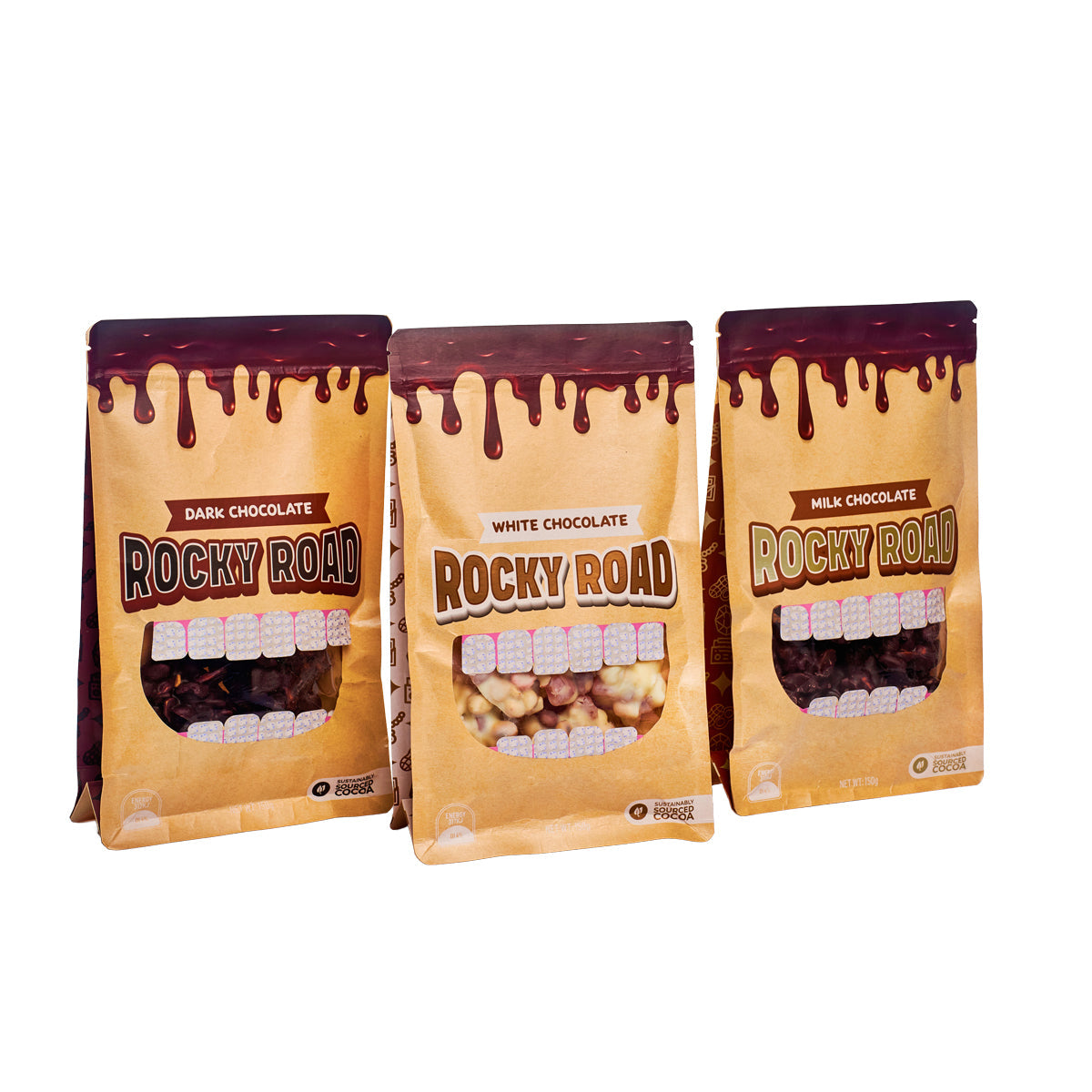 Choc'd Full Milk, Dark and White Rocky Road